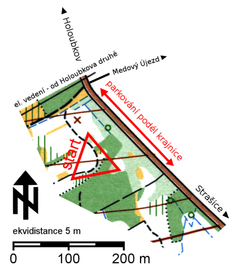 mapa okolí startu